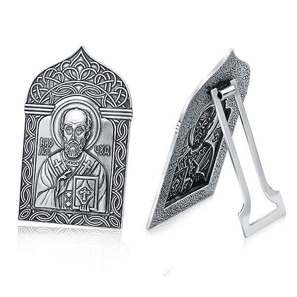 Икона Николай Чудотворец ювелирная серебряная 241918