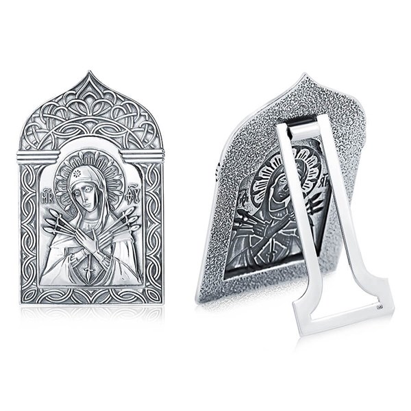 Икона Семистрельная Божья Матерь ювелирная серебряная 241937