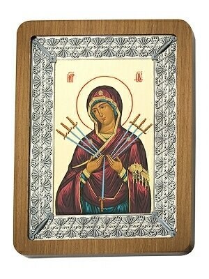 Икона Семистрельная Божья Матерь ювелирная серебряная 241940