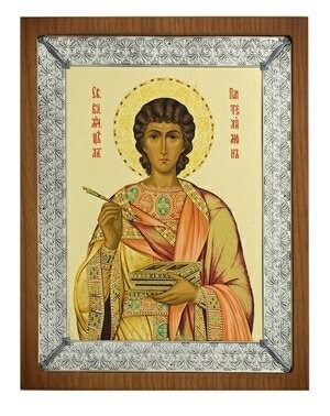 Икона Пантелеймон целитель ювелирная серебряная 241942