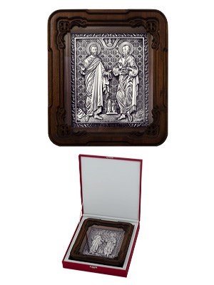 Икона Петр и Павел серебряная ювелирная 242169