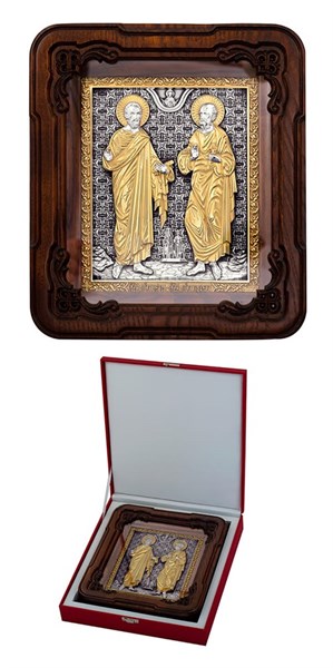 Икона Петр и Павел серебряная ювелирная 242178