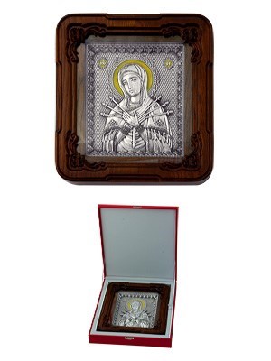 Икона Семистрельная Божья Матерь ювелирная серебряная 242181