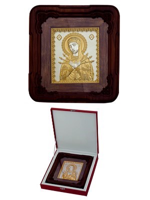 Икона Семистрельная Божья Матерь ювелирная серебряная 242184
