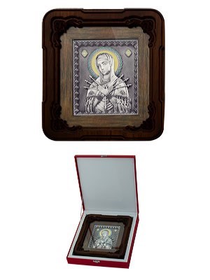 Икона Семистрельная Божья Матерь ювелирная серебряная 242199