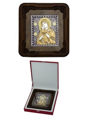 Икона Владимирская Божья Матерь ювелирная серебряная 242205