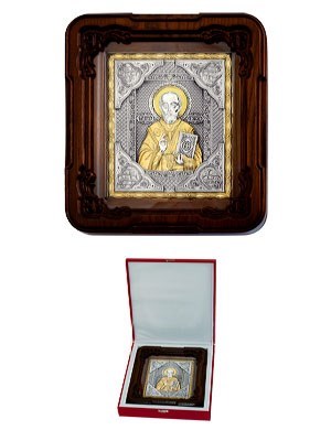 Икона Николай Чудотворец ювелирная серебряная 242324