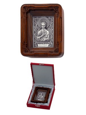 Икона Пантелеймон целитель ювелирная серебряная 242326