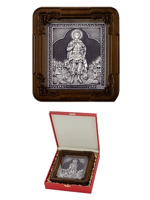 Иконка Георгий Победоносец ювелирная серебряная 242342 - фото 21530