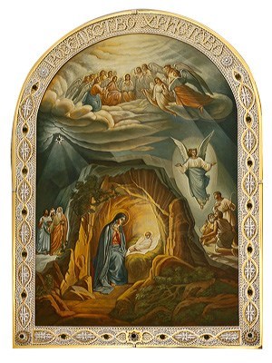 Икона Рождество Христово серебряная ювелирная 242345