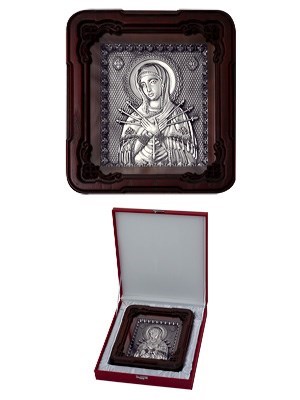 Икона Семистрельная Божья Матерь ювелирная серебряная 242348