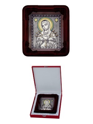 Икона Семистрельная Божья Матерь ювелирная серебряная 242367