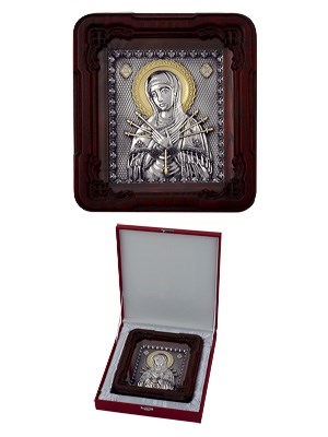 Икона Семистрельная Божья Матерь ювелирная серебряная 242368