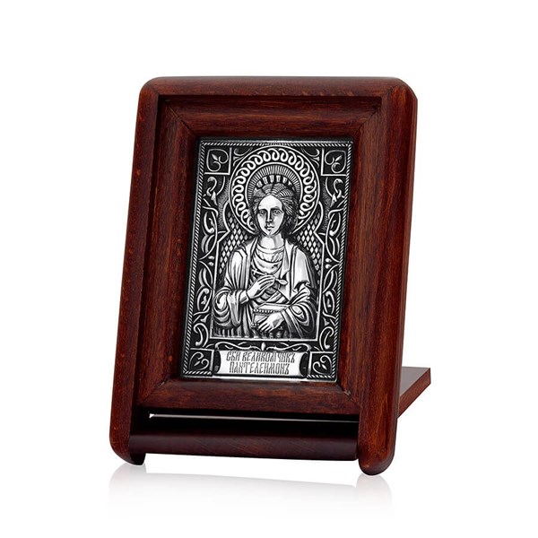 Икона Пантелеймон целитель ювелирная серебряная 242369