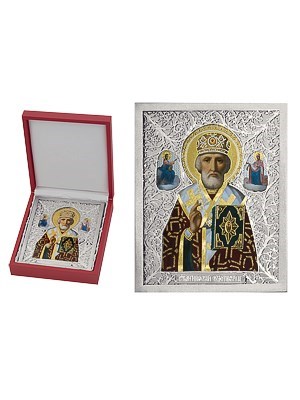 Икона Николай Чудотворец ювелирная серебряная 242375