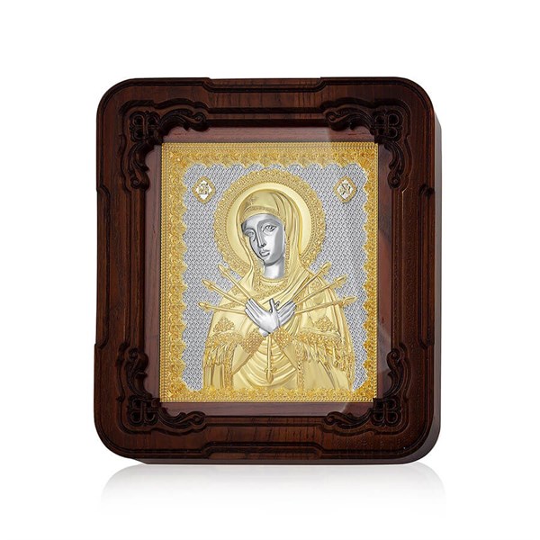 Икона Семистрельная Божья Матерь ювелирная серебряная 242403