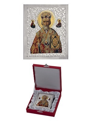 Икона Николай Чудотворец ювелирная серебряная 242404