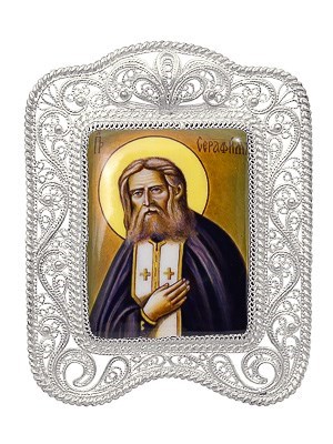 Икона Серафима Саровского серебряная ювелирная 242434