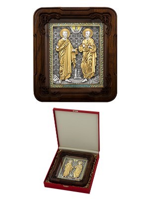 Икона Петр и Павел серебряная ювелирная 242436