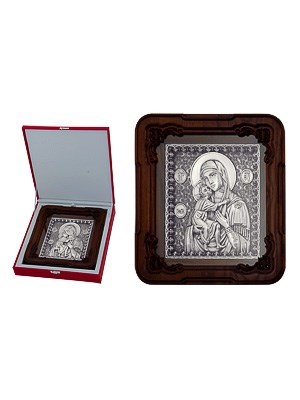 Икона Феодоровской Божией Матери ювелирная серебряная 242438