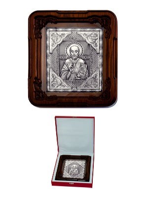 Икона Николай Чудотворец ювелирная серебряная 242454