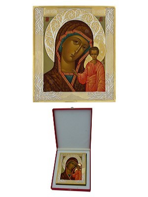 Икона Казанской Божией Матери серебряная ювелирная 242458