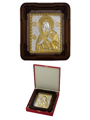 Икона Владимирская Божья Матерь ювелирная серебряная 242463