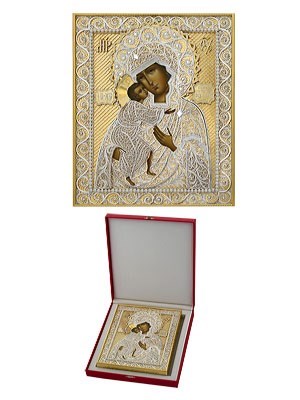 Икона Владимирская Божья Матерь ювелирная серебряная 242475