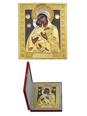Икона Владимирская Божья Матерь ювелирная серебряная 242482