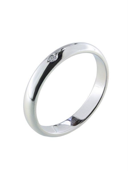 Кольцо обручальное из платины c бриллиантом 242557
