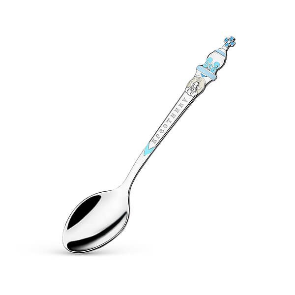 Ложка детская из серебра с эмалью 242675