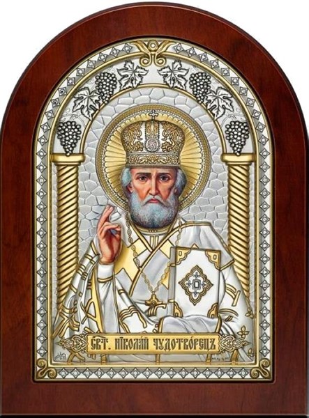 Икона освященная Святого Николая Угодника на дереве с позолотой 243240 - фото 22906