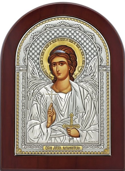 Икона Ангел Хранитель серебряная на дереве позолоченная 243441 - фото 23401