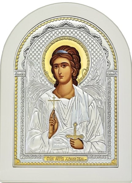 Икона Ангел Хранитель серебряная на дереве позолоченная 243447 - фото 23416