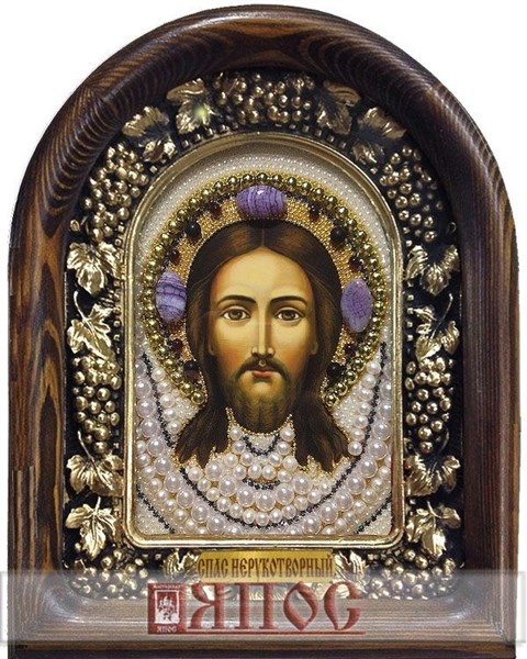 Икона Спас Нерукотворный бисер 243893