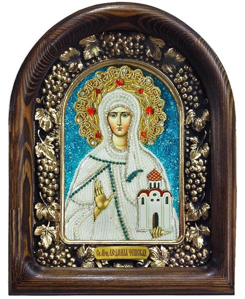 Икона Святая мученица Людмила Чешская бисер 244105