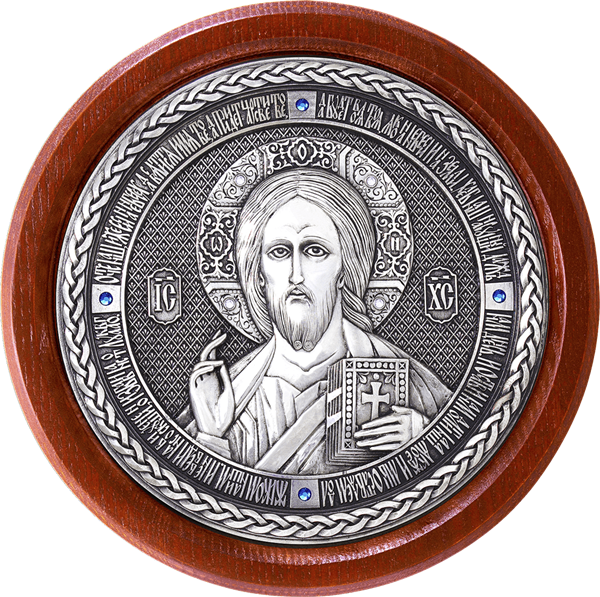 Икона Господь Вседержитель серебряная на дереве 253331 - фото 25831