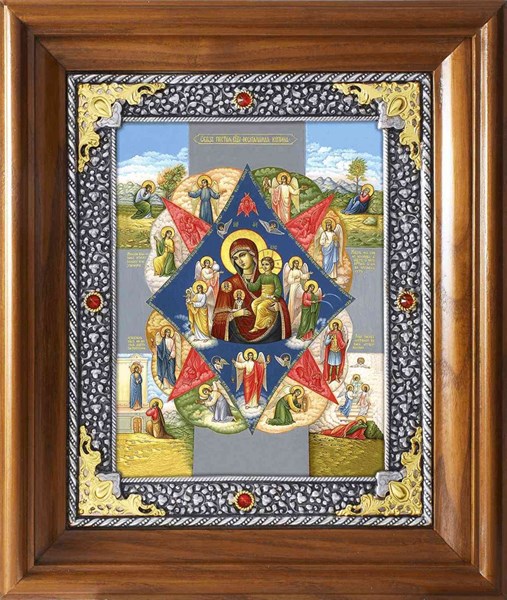 Икона Божья Матерь Неопалимая Купина риза в деревянном киоте 253182 - фото 26443
