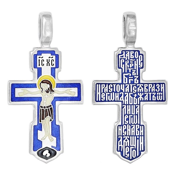 Крест серебряный с эмалью детский 250549