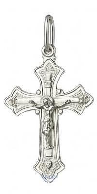 Крест православный серебряный с родием 1.57гр 252818