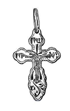 Крест православный серебряный с родием 1.55гр 252822