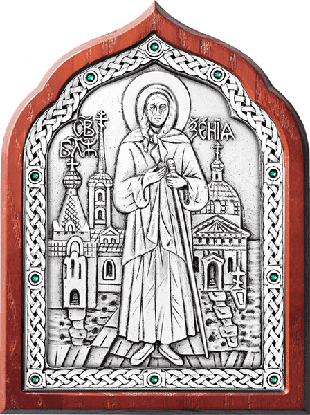 Икона Святая Ксения Петербургская серебряная с эмалью на дереве 253028 - фото 26825