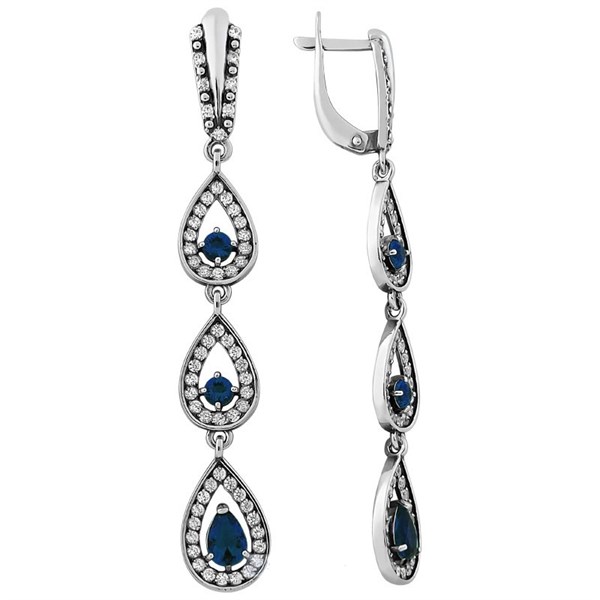 Серьги с фианитами серебряные 5.55гр 252643