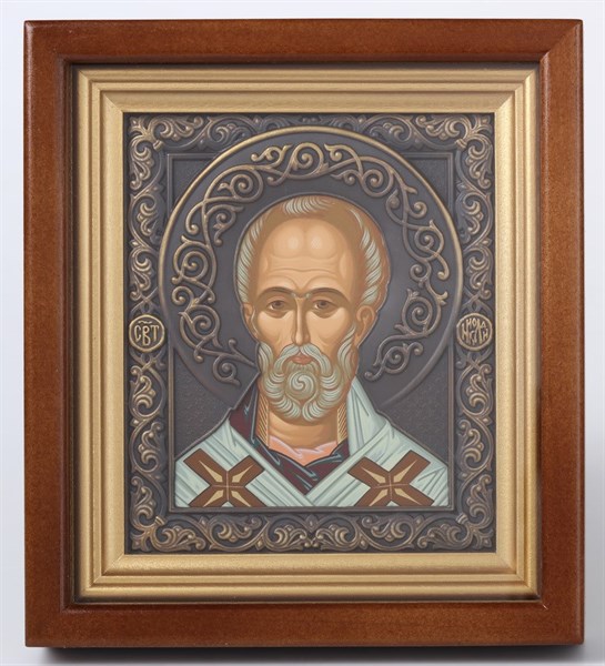 Икона в киоте 12х14 патинированая Николай Чудотворец 235852