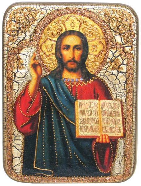 Аналойная икона Господа Иисуса Христа на мореном дубе 29х21 20122 - фото 32824