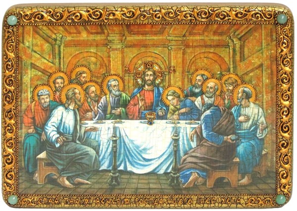 Аналойная икона Тайная вечеря на мореном дубе 29х21 20470