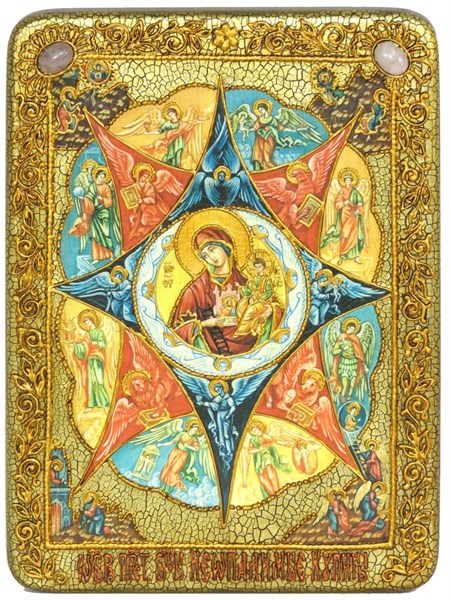 Аналойная икона Божией матери Неопалимая купина на мореном дубе 29х21 20500 - фото 33202
