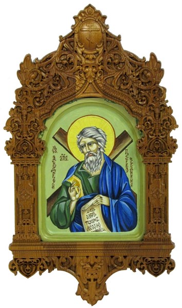 Рукописная икона Святой апостол Андрей Первозванный на кипарисе 20х15 20590 - фото 33292