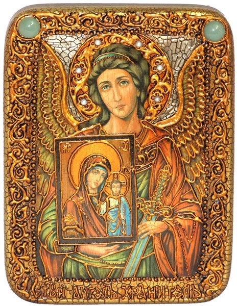 Подарочная икона Ангел Хранитель на мореном дубе 20х15 21114 - фото 33816