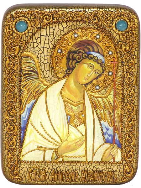 Подарочная икона Ангел Хранитель на мореном дубе 20х15 21154 - фото 33856